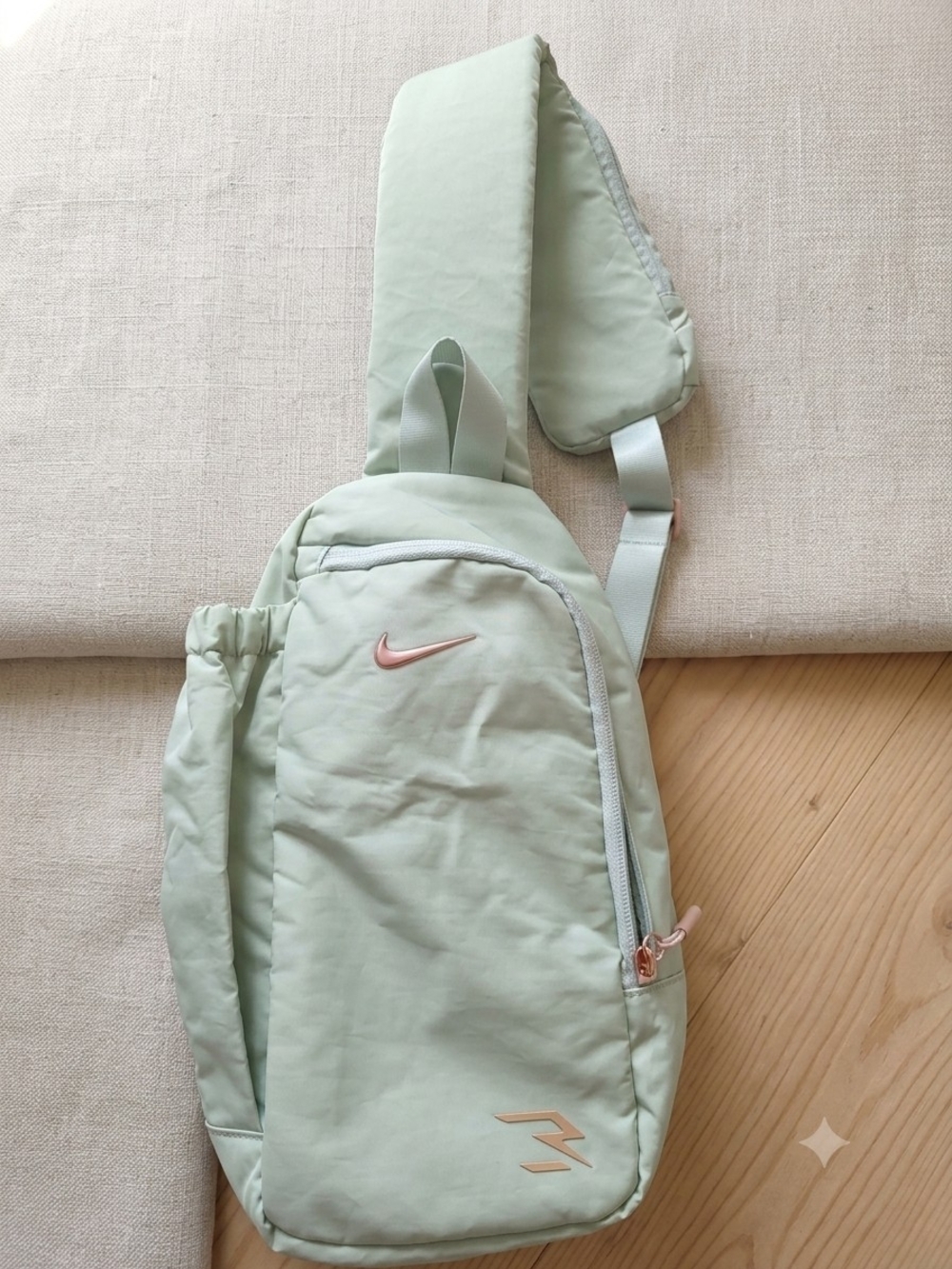 Nike Commute Sling Backpack Sage Mint Green Metallic Rose Gold SWDC